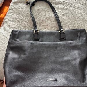 Fossil Black Leather Tote Bag
